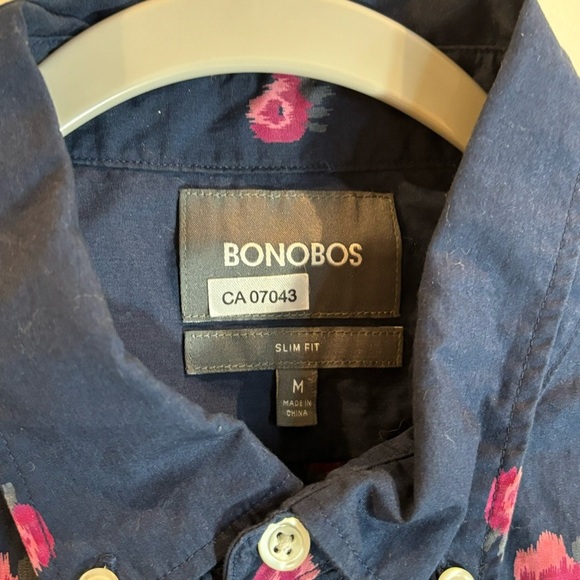 BONOBOS Sz M Button Shirt Slim Fit Abstract Rose Design Long Sleeve 100% Cotton - Picture 2 of 7